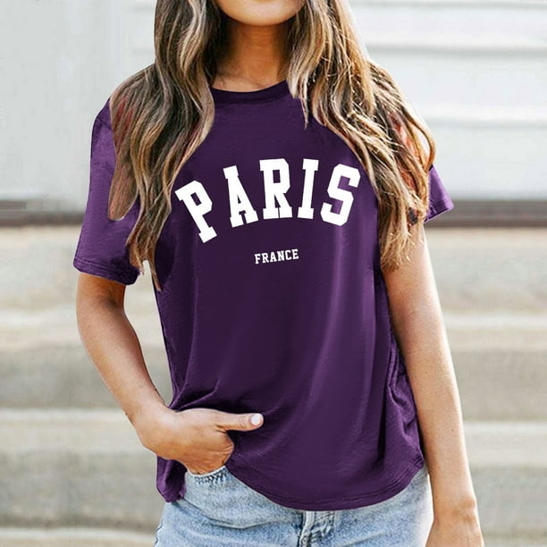 MKLEKYY Playeras Deportivas Mujer Camiseta Informal Estampada De Cuello Redondo Para Mujer Talla XL
