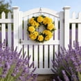 thumbnail image 4 of Spring Floral Wreath with Artificial Roses Hydrangeas, Front Door Decoration and Seasonal Wreath, One Full 35cm Diameter Wreath for Year Round Use, Yellow, 4 of 6