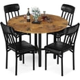 thumbnail image 6 of MIERES Round Dining Table Set for 4,Wood Round Kitchen Table and Chairs Set for 4,Modern Dining Room Table Set with 4 Faux Leather Chairs,Round Dinner Table for Small Space,Brown, 6 of 10