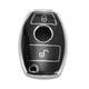 thumbnail image 1 of Funda de Llave de Auto de Silicona TPU Negra con Borde Plateado para Mercedes-Benz Clase A/B/C/E/G/M/R/S/V/W CL/CLA/CLK/CLS2 Botones Control Remoto, 1 of 6