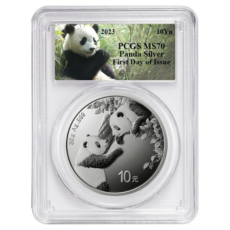 2023 10 Yuan Silver China Panda PCGS MS70 FDOI Panda Label