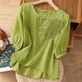 thumbnail image 3 of Vmvidoty Women's Plus Size T Shirts Oversized Tees Summer Half Sleeve Crew Neck Tunic Tops Green XXXL, 3 of 6
