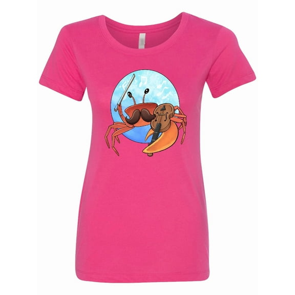 Inktastic Fun Fiddler Crab with Violin and Mustache Women's T-Shirt