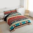 thumbnail image 3 of jejeloiu Vintage Geometric Rhombus Queen Comforter Set,Colorful Aztec Triangle Bedding Comforter Set For Men Women Reversible 3 Pieces, 3 of 8