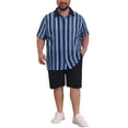 thumbnail image 2 of INSPIRE CHIC Men's Big & Tall Striped Button Down Short Sleeve Summer Shirts 2XL Blue, 2 of 5