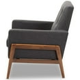 thumbnail image 4 of Baxton Studio Perris Fauteuil Lounge Rembourré en Gris Foncé et Noyer, 4 of 9
