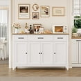 thumbnail image 3 of Hiphuta 55"Wide Buffet Cabinet with 2 Adjustable Shelves, Modern Farmhouse Coffee Bar with 3 Drawers and Sturdy Base for Living Room, White, 3 of 9