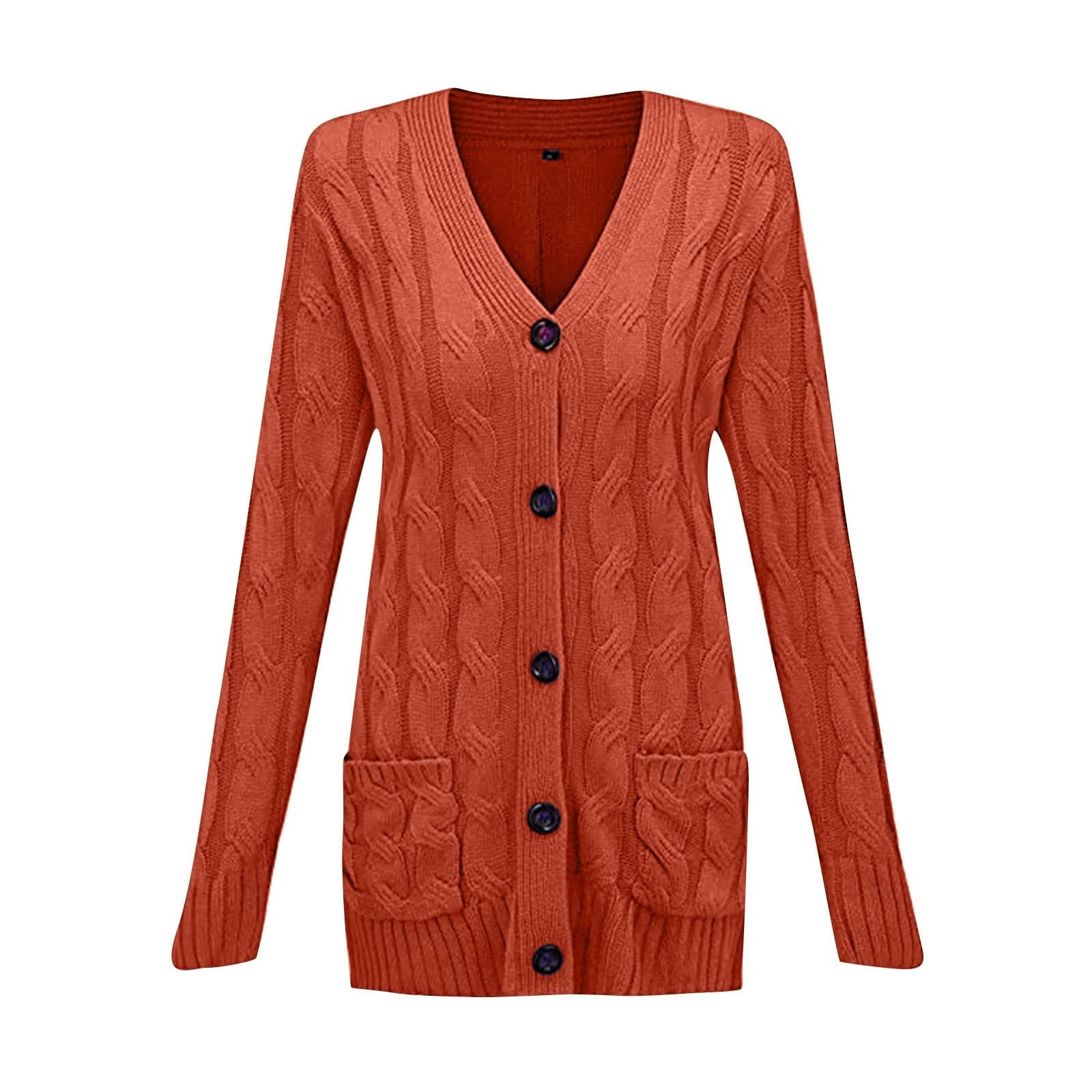 Orange cardigan sweaters women's best sale