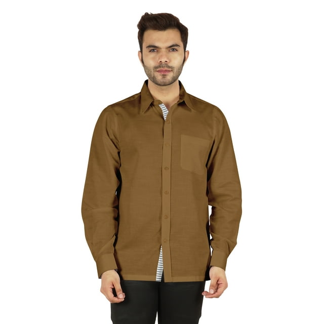 Bestman Formal Classic Button Down Cotton Shirts Inner Contrast Regular Fit Office Shirt For Mens