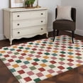 thumbnail image 3 of Colorful Checkered Area Rugs 4'x6', Washable Small Throw Rugs for Office Bathroom, Vintage Plaid Grid Geometric Beige Indoor Outdoor Rug Non-Slip Low Pile Carpet Runner Reversible Floor Mats, 3 of 8