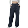 thumbnail image 4 of YDFCWXW Cargo Sweatpants for Women Baggy Drawstring High Waisted Wide Leg Sweat Pants Oversized Athletic Pants Navy, XL, 4 of 6