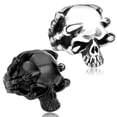 thumbnail image 2 of HOOUN Dragon Claw Skull Head Ring Stainless Steel Gothic Skull Punk Biker Jewelry Ring-9-Silver, 2 of 8