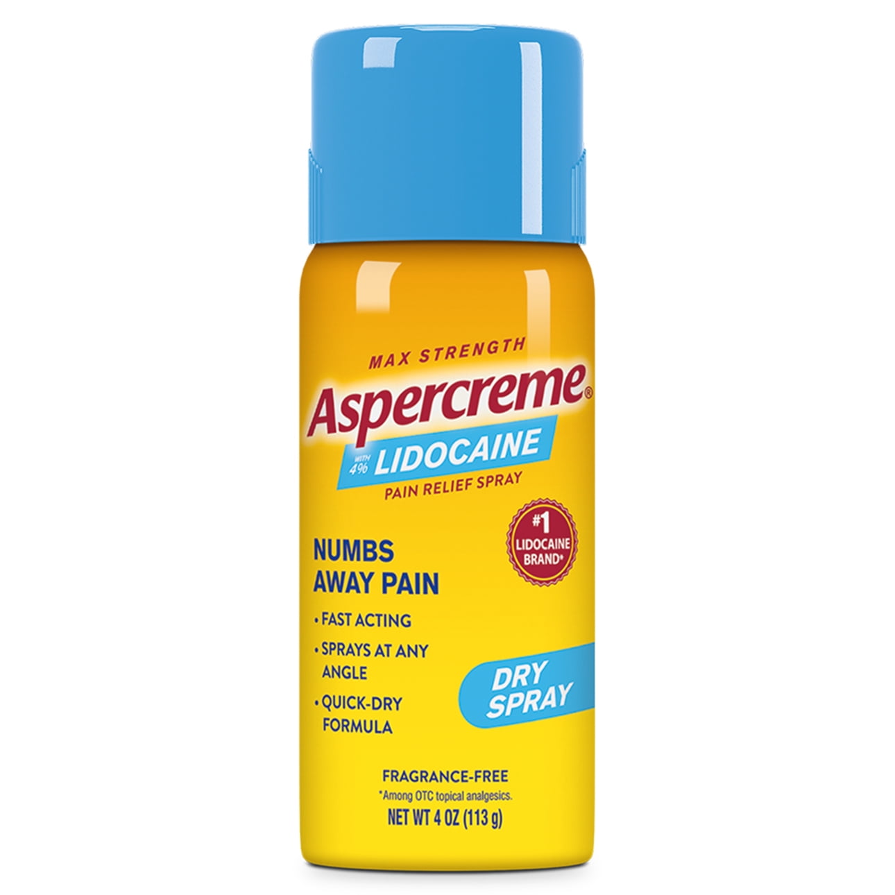 Aspercreme Lidocaine Pain Relief Dry Spray (4 Oz.), Odor Free