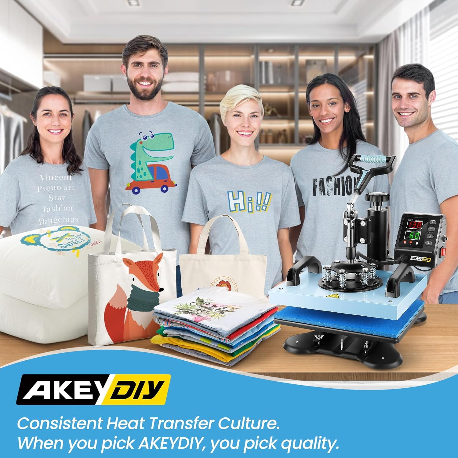 Adnoom 12x10 Heat Press with 360°Swing-Away Design, 650W Digital Shirt Press Machine with LCD Control Panel, DIY Vinyl Heat Press Sublimation Machine for T-shirts, Canvas, Bags