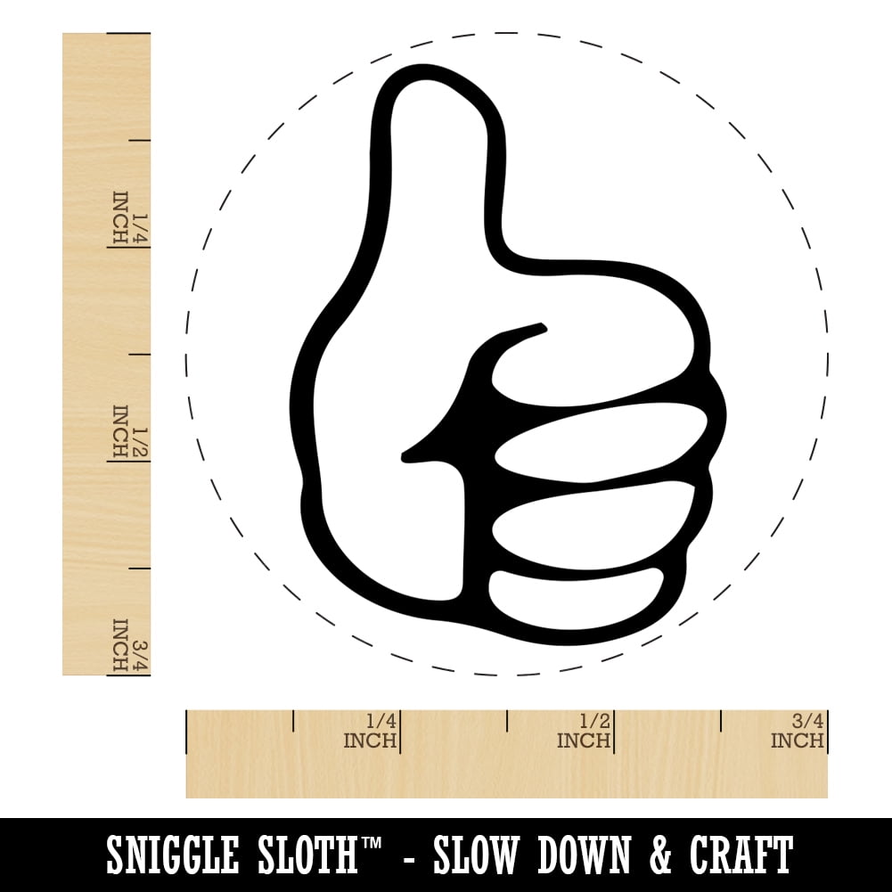 Thumbs Up Down Self-Inking Rubber Stamp Ink Stamper - Blue Ink - Small 3/4 Inch