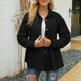 thumbnail image 6 of Women's Corduroy Button Down Shirts Collared Solid Long Sleeve Peplum Tops Pleated Casual Loose Fall Blouse Tee, 6 of 7
