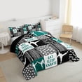 thumbnail image 3 of Homewish Taekwondo Theme Bedding Comforter Set,Cartoon Loves Pattern Twin Comforter Sets,Abstract Geometric Plaid Bedding Set For Boys Kids,Super Cozy Room Decor Reversible,2 Pieces, 3 of 8