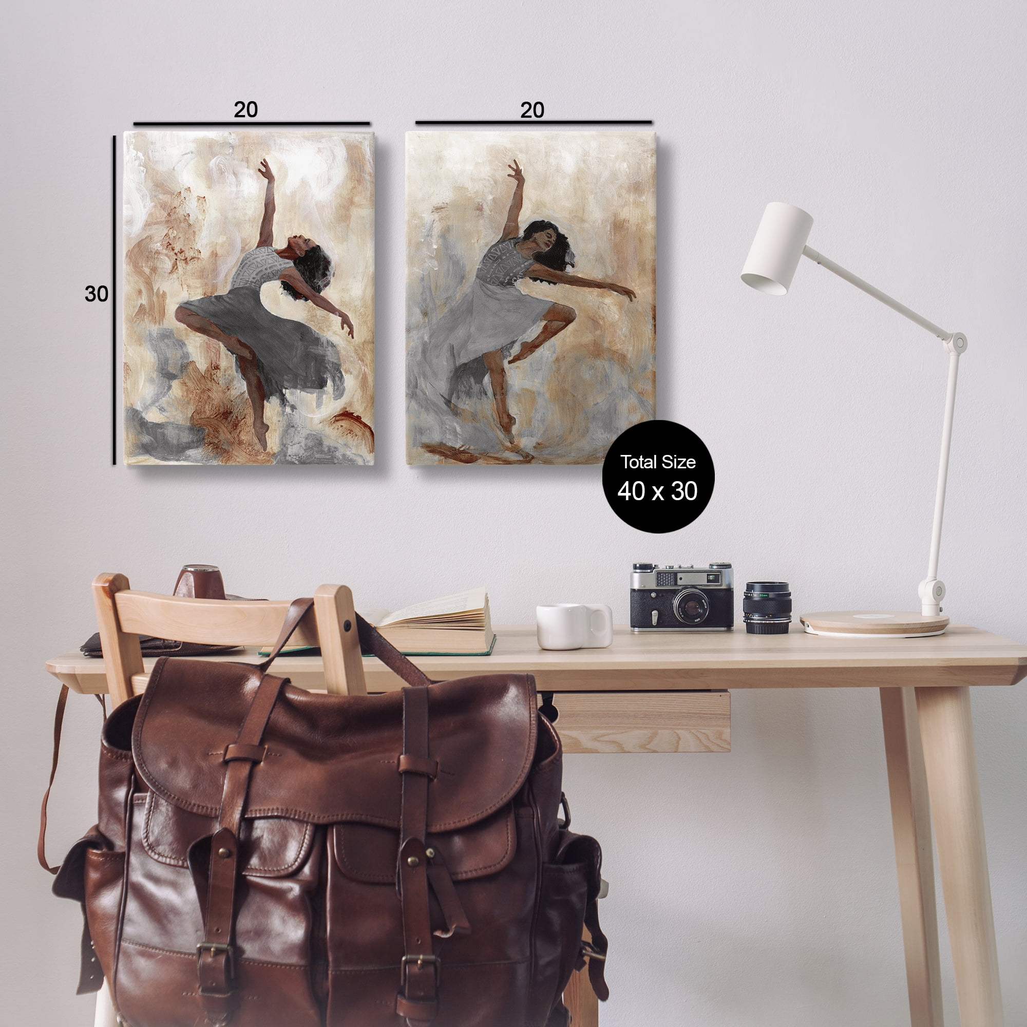 Stupell Industries Abstract Interpretive Dance Figure People Painting Wrapped Canvas Art Print Wall Art, 20 x 30, Set of 2