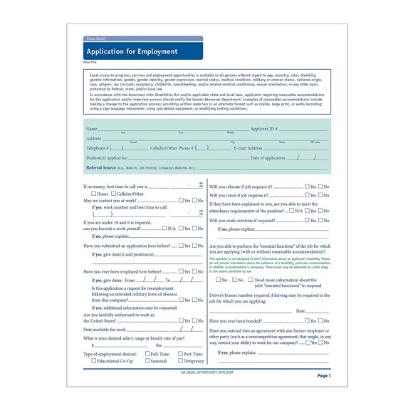 ComplyRight Washington Job Application, Pack of 50 (A2179WA)