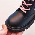 thumbnail image 6 of BRGZLK Toddler Girls Ankle Boots Fall Winter Cute Heart Decor Lace Up PU Leather Riding Short Booties with Side Zipper Fashion Casual Outdoor Ankle Boots Black 3 Big Kids, 6 of 8
