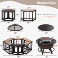 thumbnail image 2 of GAZEBETER 51" Fire Pit,Outdoor Wood Burning Fire Pits with Lids,Fire Poker and Metal Side Table,BBQ Fire Pits for Picnic Party, Natural Wood Grain, 2 of 7