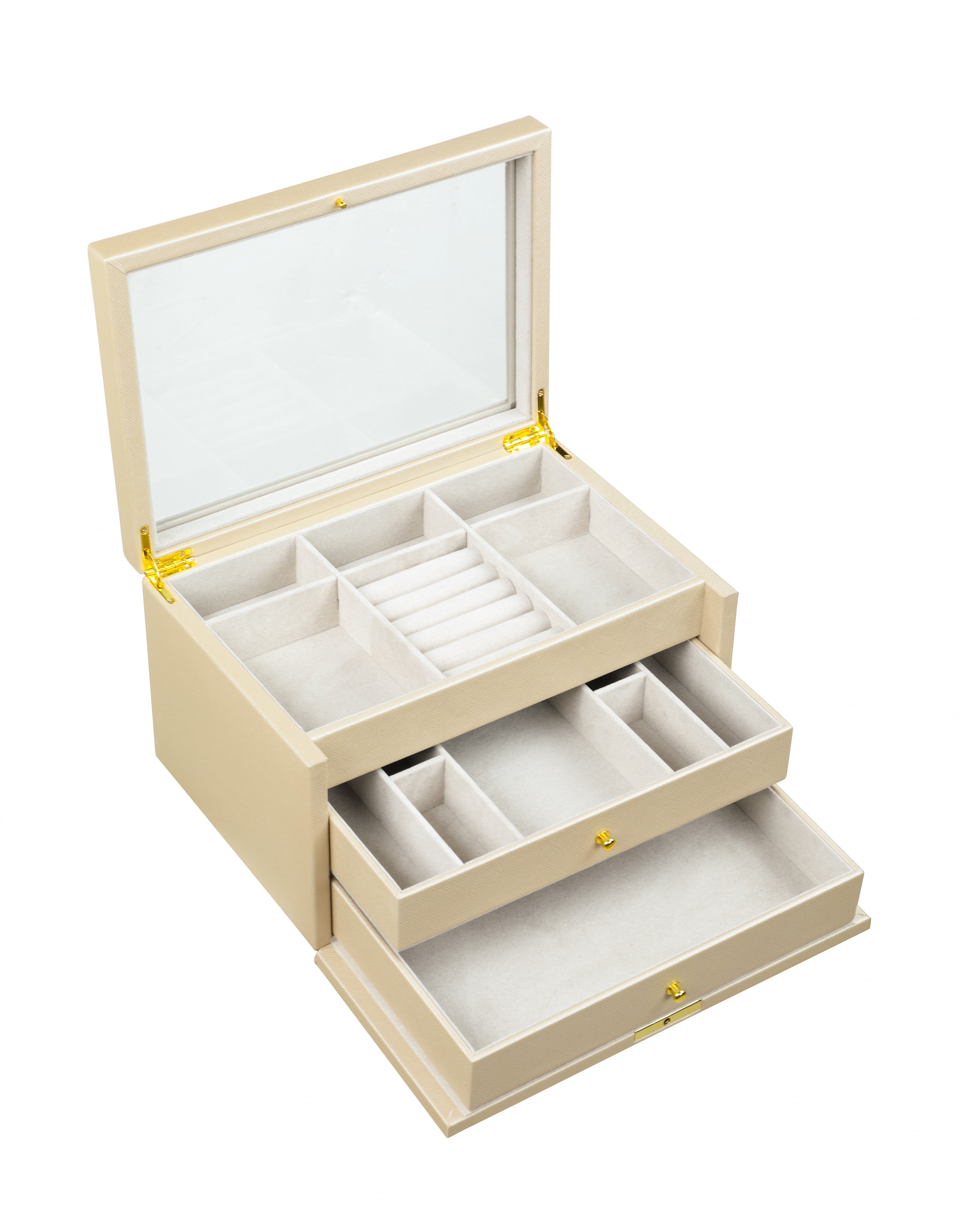 Hives and Honey Danielle Leather Jewelry Box for Women, Gold