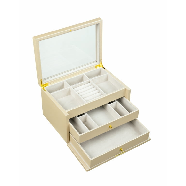 Hives and Honey Danielle Leather Jewelry Box for Women, Gold