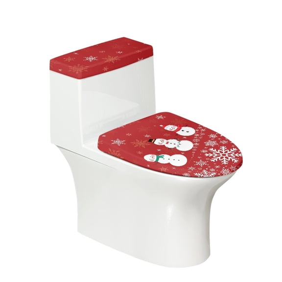 HELLHERO Christmas Snowman Snowflakes Toilet Lid Covers Elastic Edge & Washable Toilet Seat Covers Stays in Place Pack of 2