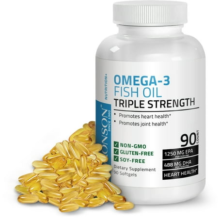 Triple Strength Fish Oil Omega 3 Fish Oil Triple Strength 2720mg - High EPA & DHA - Heavy Metal Tested Non GMO Gluten Free Soy Free ()