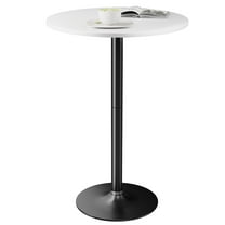 Furmax 1 Piece Round 23.85”Pub Dining Table White & Black, Bar Table for Kitchen, Bar & Living Room