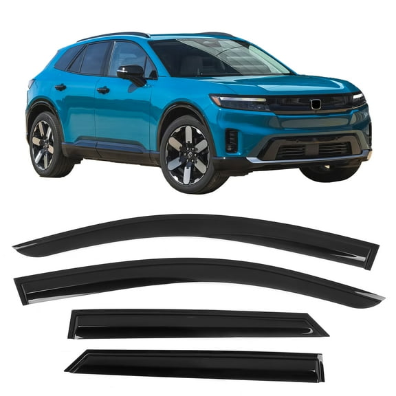 Ikon Motorsports Tape On Window Visors for 2024-2026 Honda Prologue, Mugen Style Smoke Acrylic Deflector Rain Guard 4PCS