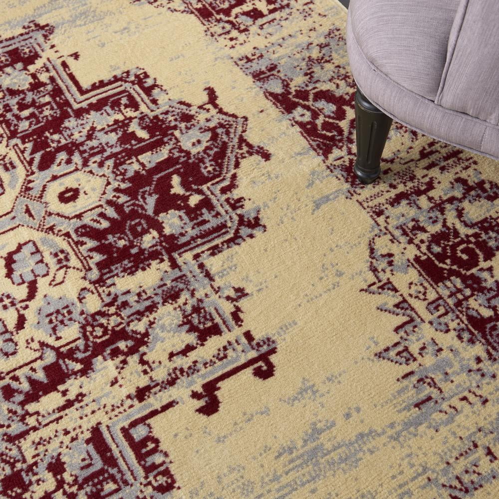 Nourison Grafix Persian Cream/Red 6' x 9' Area Rug, (6x9)
