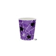 thumbnail image 3 of 24 Pack Purple Spider Web Disposable Halloween Paper Cups, Spooky Black Spider Print Drink Cups, Heavy Duty Disposable Tableware for Indoor Outdoor Halloween Decorations Haunted House Party Supplies, 3 of 7