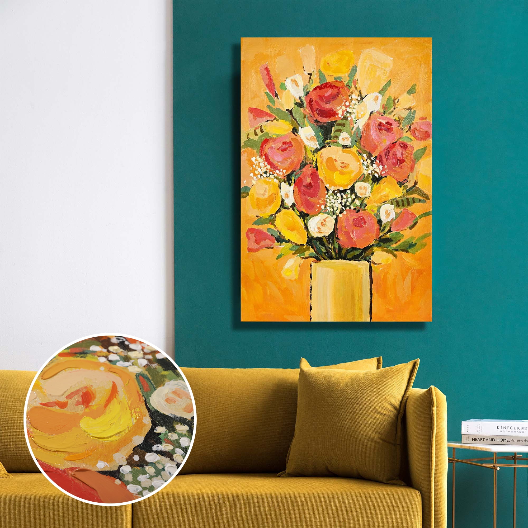 WOXINDA 3d Painting 5 Piece Picture Flower Vase Canvas Art Print Oil  Painting Living Room Paintings