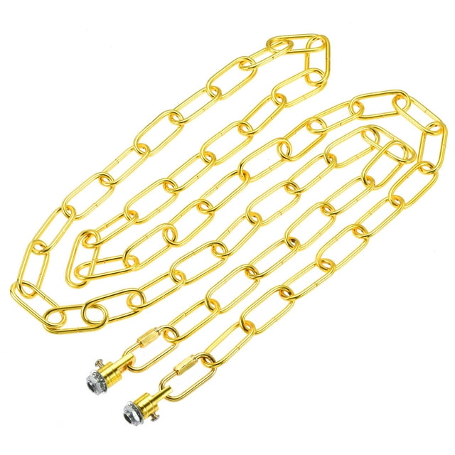Unique Bargains 1.83m Long Hook Loops Connectors Pendant Light Fixture Chain Gold 1 Set