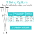 thumbnail image 3 of Muletas Vive para adultos - Par de muletas de aluminio ajustables y ligeras - Accesorios adaptables a diferentes alturas - 3 tamaños para jóvenes, adultos y personas altas - Soporta hasta 136 kg (adul, 3 of 5