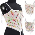 thumbnail image 2 of Top de Corsé Para Mujer Fajas Bodyshaper Control de Barriga Entrenador de Cintura Casual Ojal Erógeno Con Cordones Estampado Floral Corte de Espina de Pescado Correas Vintage Odeerbi ODB139717, 2 of 9