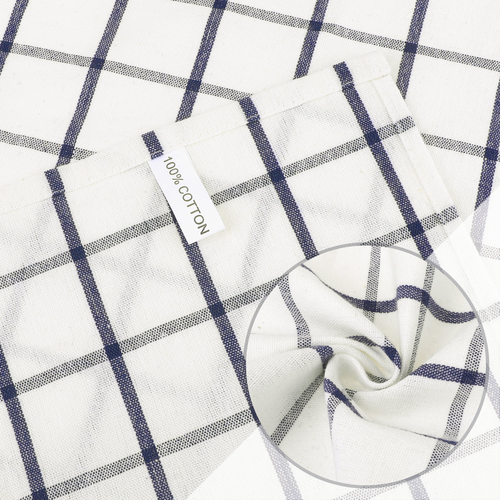 Unique Bargains Cotton Hand Towels Absorbent Lint Free Dish Kitchen Towels 24 x 16 Inch Plaid 2pk