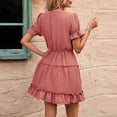 thumbnail image 6 of Blmnix A Line Dresses Women Dresses Lace Dress Fit & Flare Under Dresses Red Mini V-Neck Short Sleeve Adjustable Cuff Plus Size Summer Dresses,XXL, 6 of 7