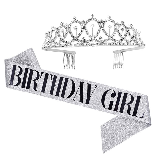 "BIRTHDAY GIRL"Sash & Rhinestone Tiara Kit - Birthday Gifts Birthday Sash for Women Birthday Party Supplies