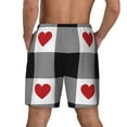 thumbnail image 4 of Daiia Heart Black Buffalo Plaid Gingham Mens Swim Trunks Swim Shorts Quick Dry Swim Shorts with Mesh Lining Pockets-Medium, 4 of 9