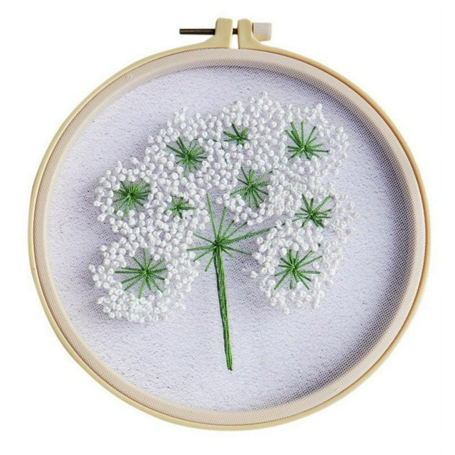 Embroidery Kit Chinese Style Three-dimensional Transparent Yarn Hand Embroidery Set With 8.6” Embroidered Shed
