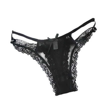 

KDDYLITQ Womens ThongsSexy T Back Lace Underwear Seamless Panty Black Free Size
