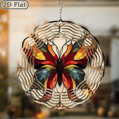 3D Rotating Butterfly Hanging Wind Chime -360 degree Rotating Design Courtyard Garden Decoration Modern Art Natural Inspiration Wind Chime 10 * 10 No Electricity Required