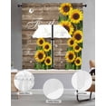 thumbnail image 2 of Spring Sunflowers Swag Kitchen Curtains Sets for Windows 24 Inch Length, Country Farmhouse Brown Wooden Plank Short Window Curtain Panels Swags Valances and Tiers 3 Piece Set for Cafe/Dining Room, 2 of 5