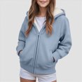 thumbnail image 2 of TOWED22 Girls Zip Up Hoodies Teen Fleece Full-Zip Sweatshirts Jacket Casual Fall Hoodie with Pocket(Blue,13-14 Y), 2 of 6