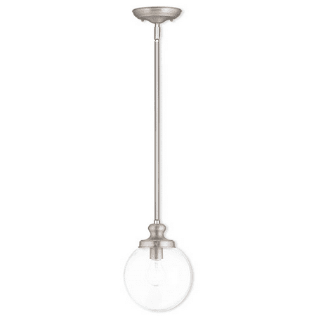 

Mini Pendants 1 Light With Hand Crafted Clear Glass Brushed Nickel size 8 in 100 Watts - World of Crystal