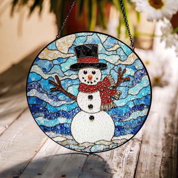 Snowman Stained Glass Suncatcher Christmas Window Decor Gift for Family Friends 1872256927 5743