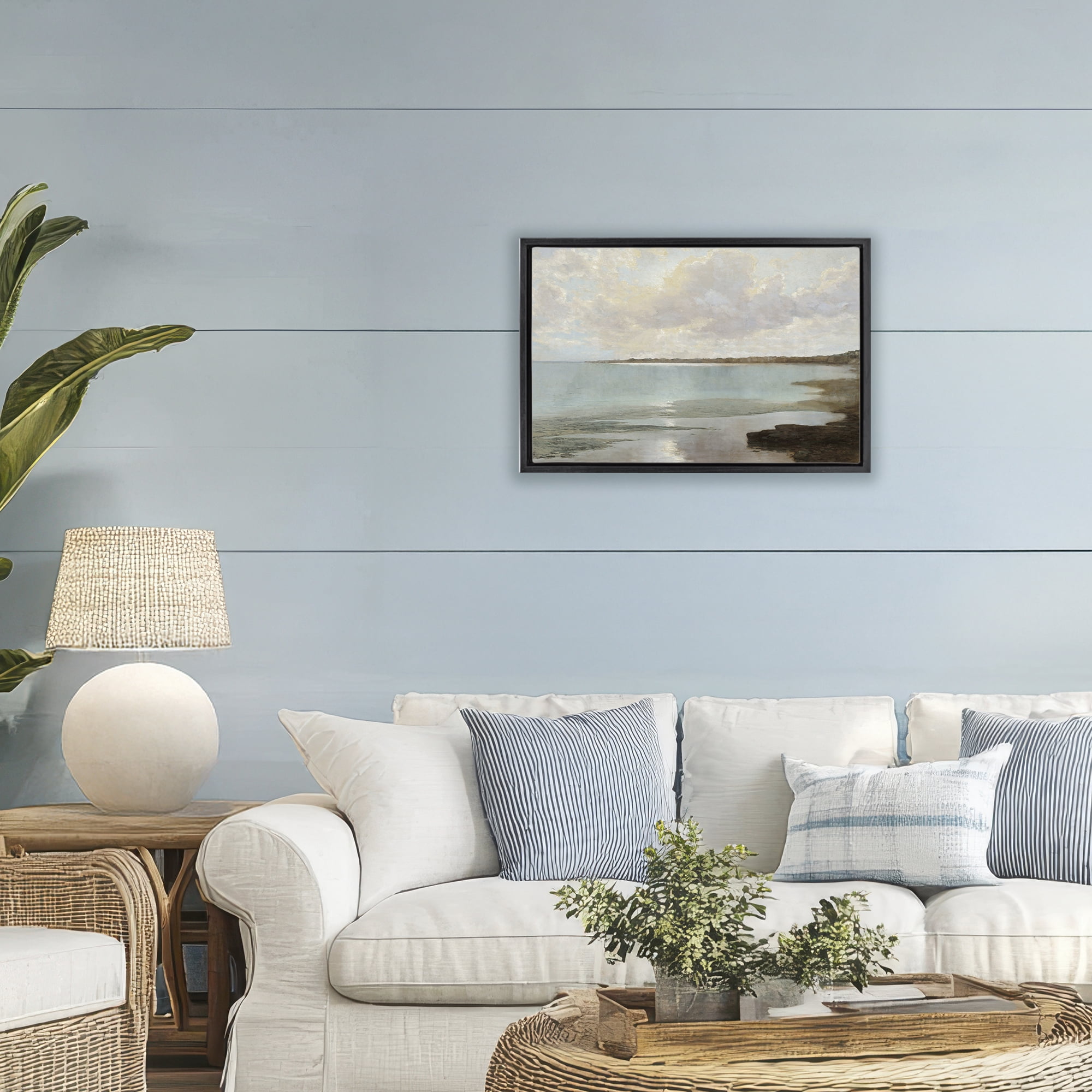 Stupell Industries At The Shore Horizon Black Framed Floater Canvas Wall Art, design by Christy McKee