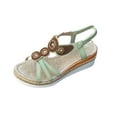 thumbnail image 2 of Summer Sandals Women Women's Fashion Casual Bohemian Roman Beach Leisure Round Toe Wedges Sandals Green, 2 of 9